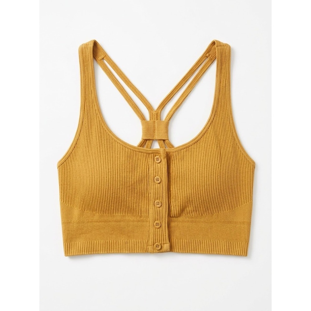 Free People Hailey's Henley Brami Women M/L Saguaro Cactus Ribbed Strappy Tank